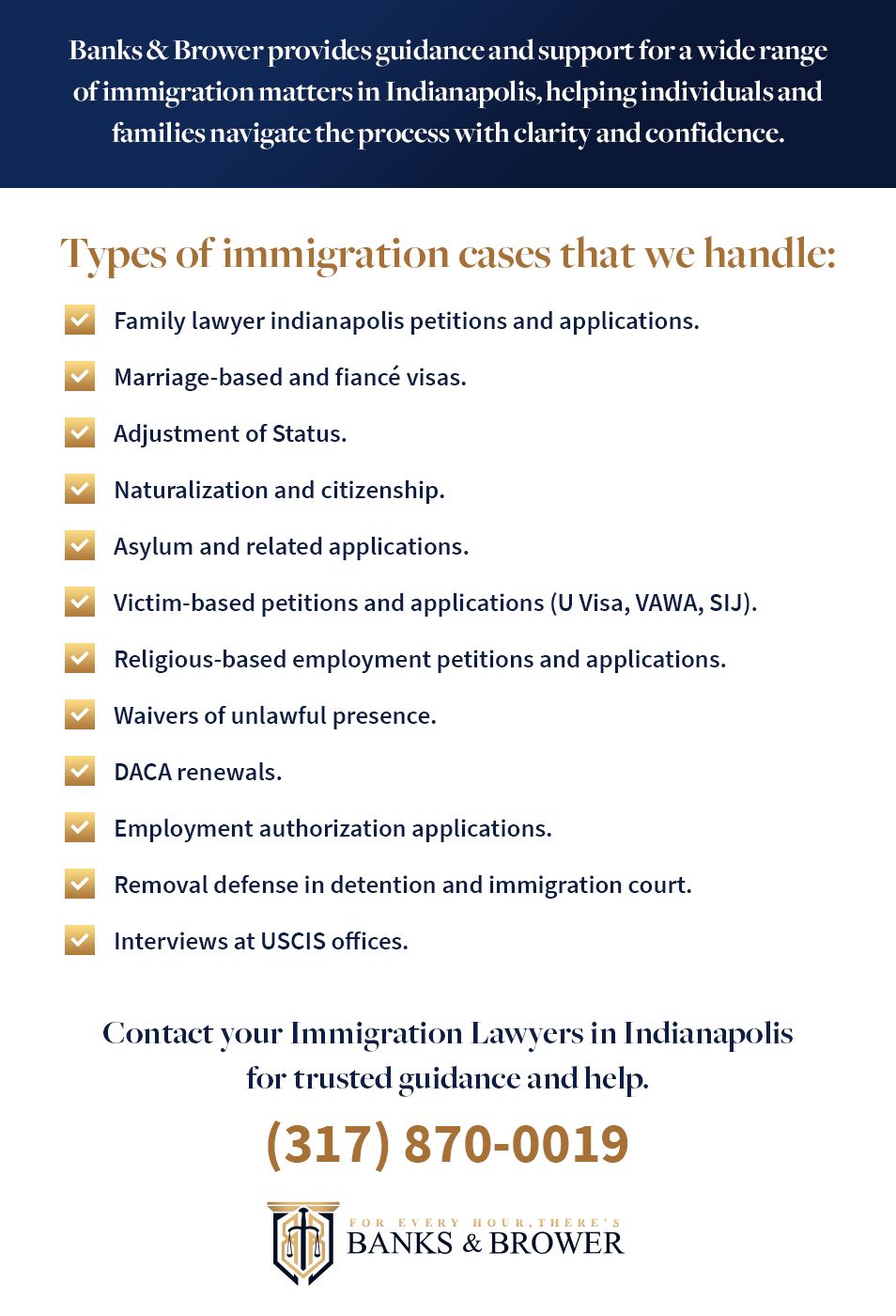 Types immigration cases banks and brower indianapolis